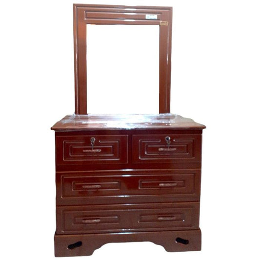 Gavetero Shely 4 Gavetas Moderno Espejo Cuadrado Cherry