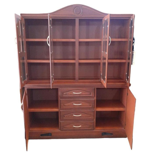 Trinchante Mv 4 Puertas Vitrina, Claro Veteado