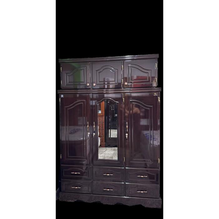 Ropero Mv 3 Cuerpos 6 Gavetas Con Maletero, Obscuro Brillante