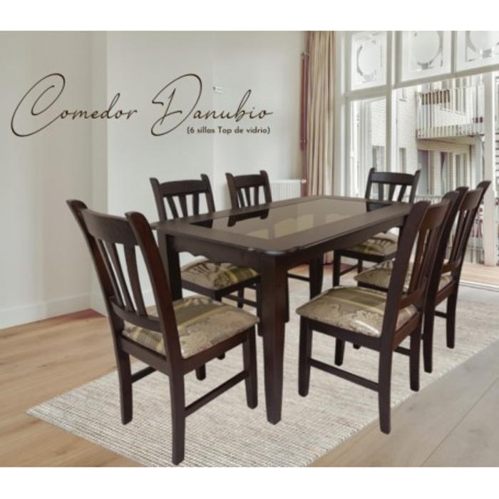 Comedor Primiun 6 Sillas Danubio Listonado Obscuro