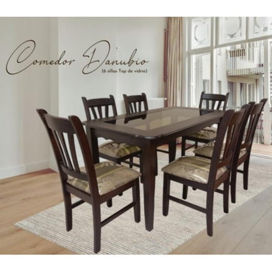 Comedor Primiun 6 Sillas Danubio Listonado Obscuro