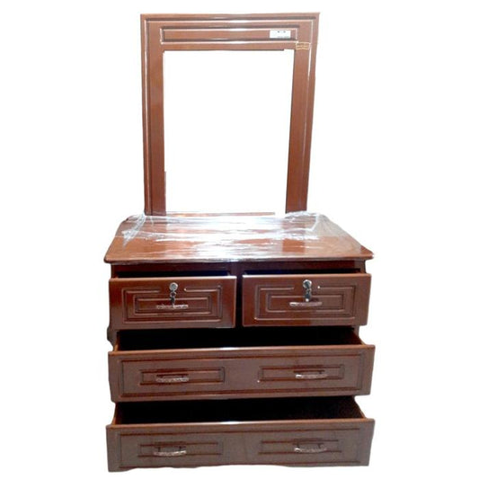 Gavetero Shely 4 Gavetas Moderno Espejo Cuadrado Cherry