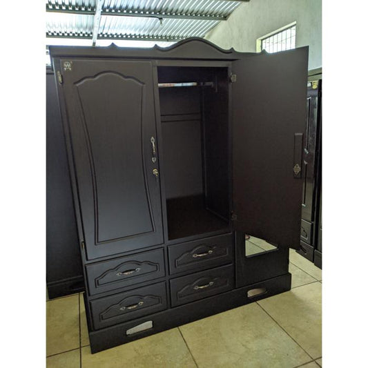 Ropero Mv 3 Cuerpos Economico 4 Gavetas, Obscuro Mate