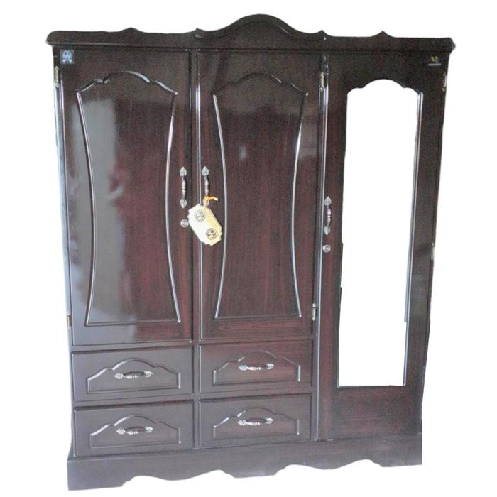 Ropero Mv 3 Cuerpos Economico 4 Gavetas, Obscuro Brillante