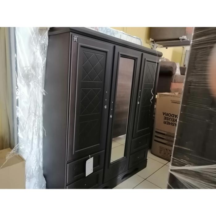 Ropero Mv 3 Cuerpos De Lujo, 4 Gavetas, Obscuro Mate