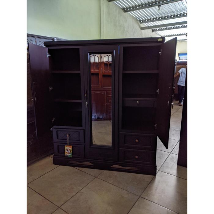 Ropero Mv 3 Cuerpos De Lujo, 4 Gavetas, Obscuro Mate