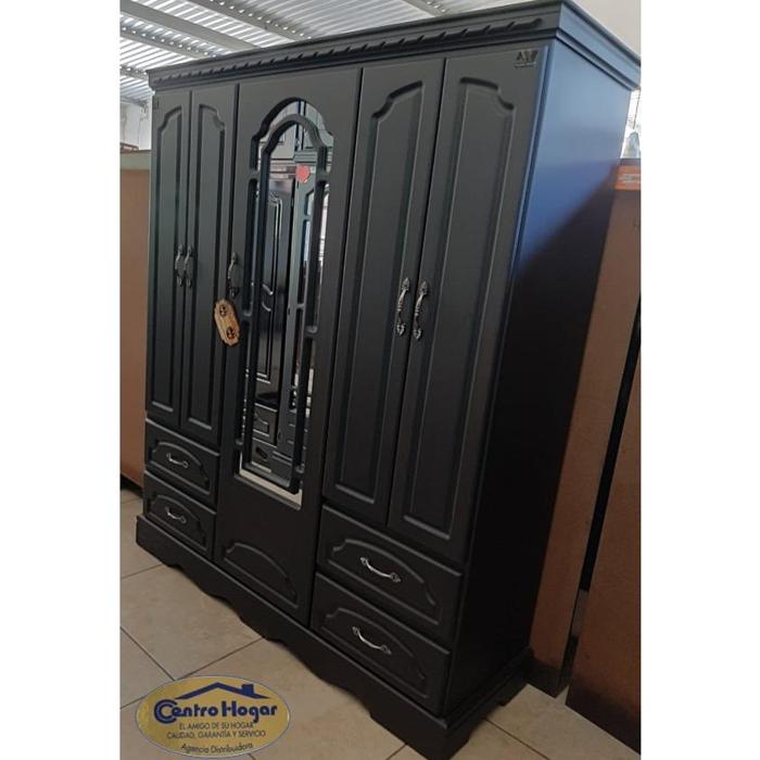 Ropero Mv 3 Cuerpos Lisboa, 4 Gavetas Obscuro Mate