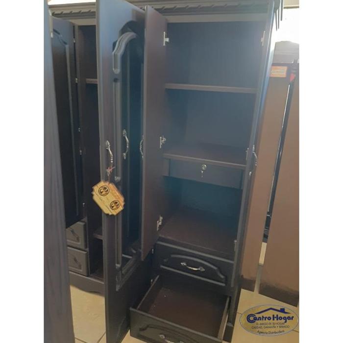 Ropero Mv 3 Cuerpos Lisboa, 4 Gavetas Obscuro Mate