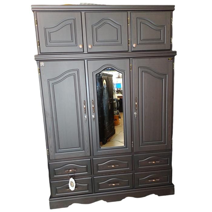 Ropero Mv 3 Cuerpos 6 Gavetas Con Maletero, Obscuro Mate