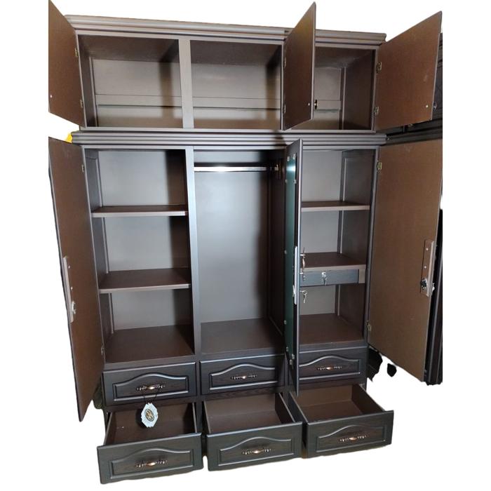 Ropero Mv 3 Cuerpos 6 Gavetas Con Maletero, Obscuro Mate