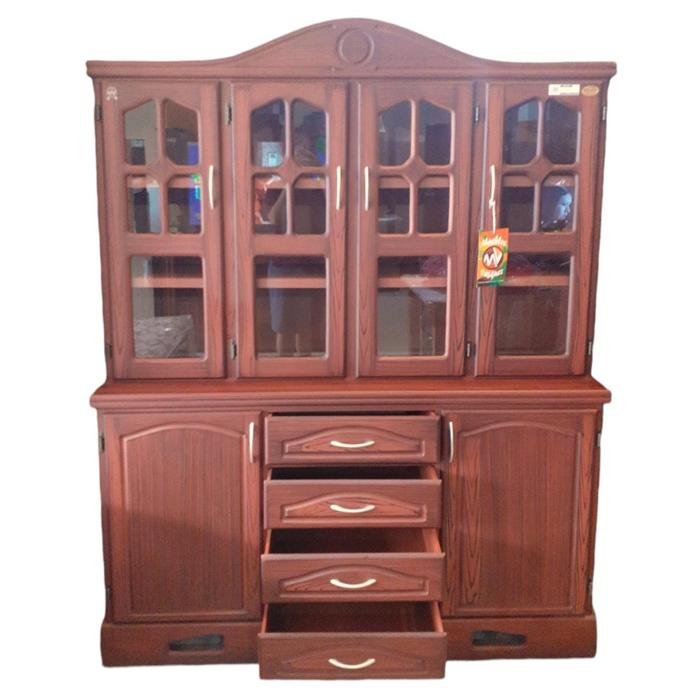 Trinchante Mv 4 Puertas Vitrina, Claro Veteado