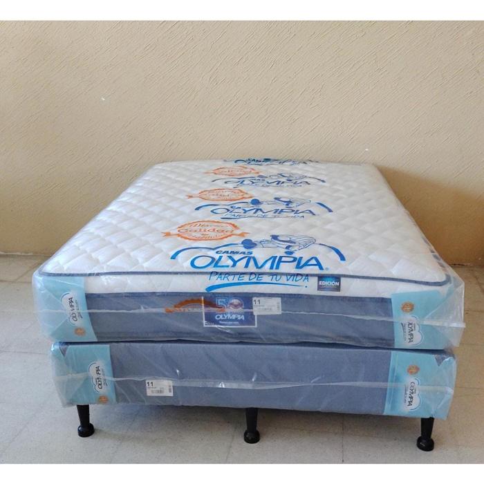 Set Cama Olympia Matrimonial Edicion Especial Blanco/Gris