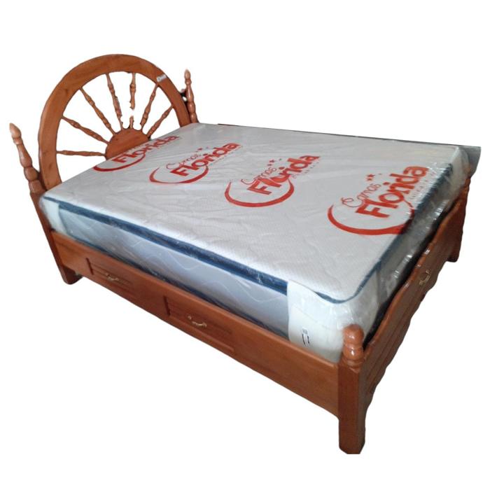 Cama Madera Galilea Matrimonial Carreta/Claro