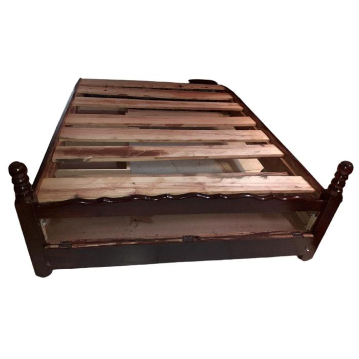Cama Madera Galilea Matrimonial Carreta/Oscuro