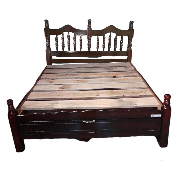 Cama Madera Galilea Matrimonial Torno/Obscuro