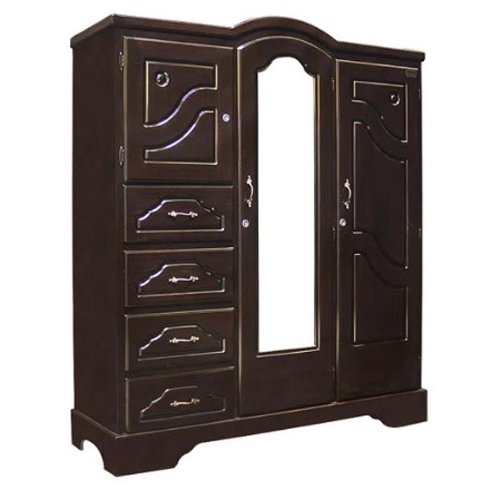 Ropero Shely 3 Cuerpos 4 Gavetas Lateral Chocolate