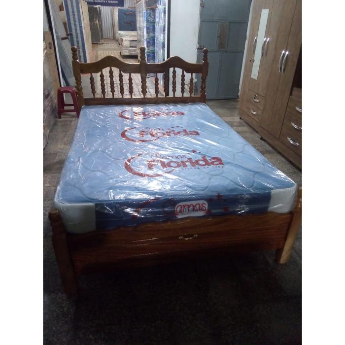 Cama Madera Galilea Matrimonial Tornos Claro