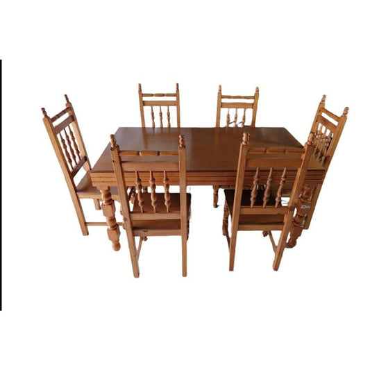 Comedor Galilea 6 Sillas Madera Torneado Natural