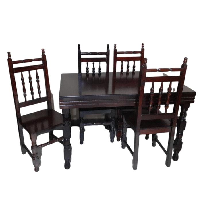 Comedor Galilea 4 Sillas Torneado Oscuro