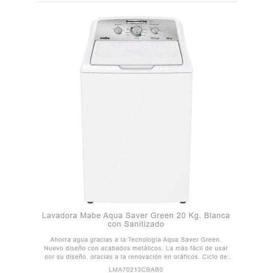 Lavadora Mabe 20Kgs. Lma70213Cbabo