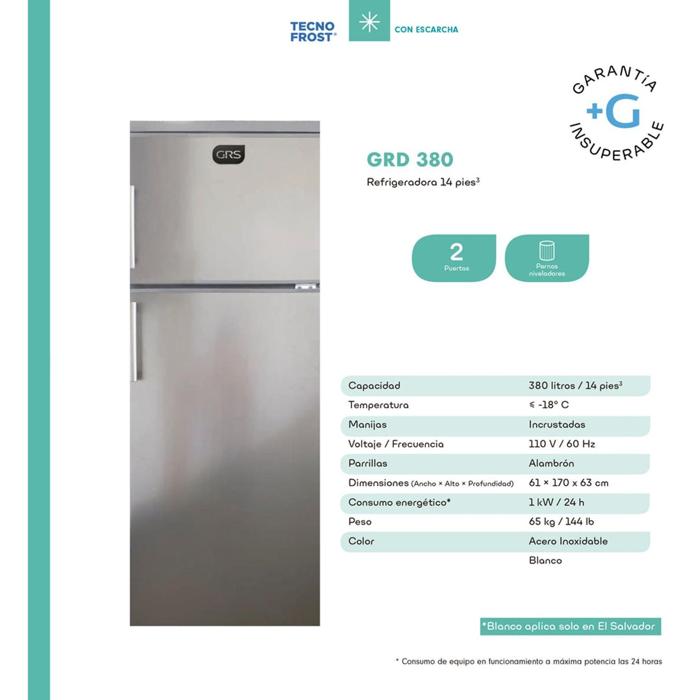 Refrigeradora Grs 14 Pies Grd 380S Silver