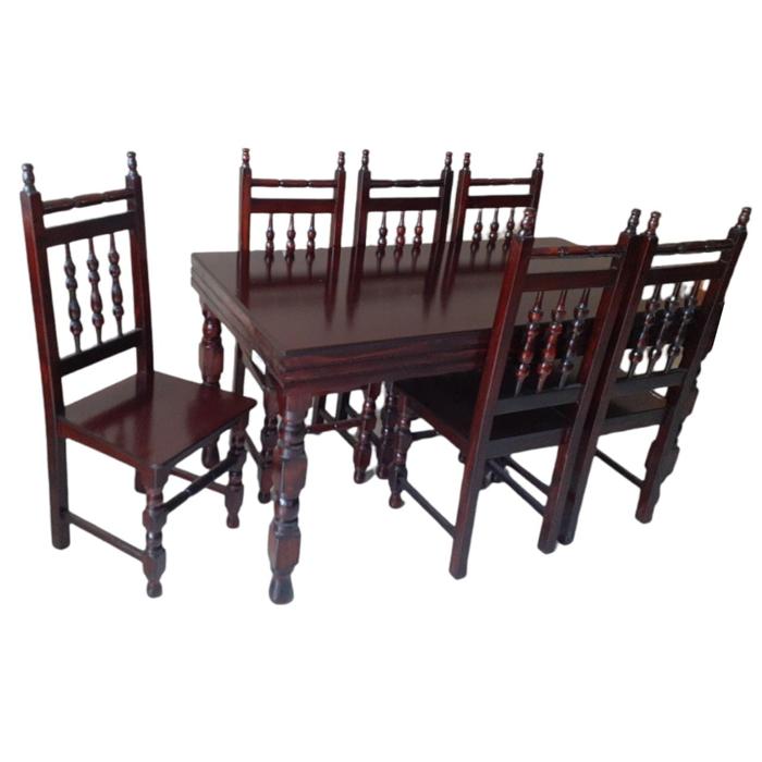 Comedor Galilea 6 Sillas Madera Torneado Oscuro