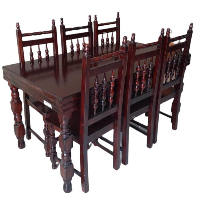 Comedor Galilea 6 Sillas Madera Torneado Oscuro