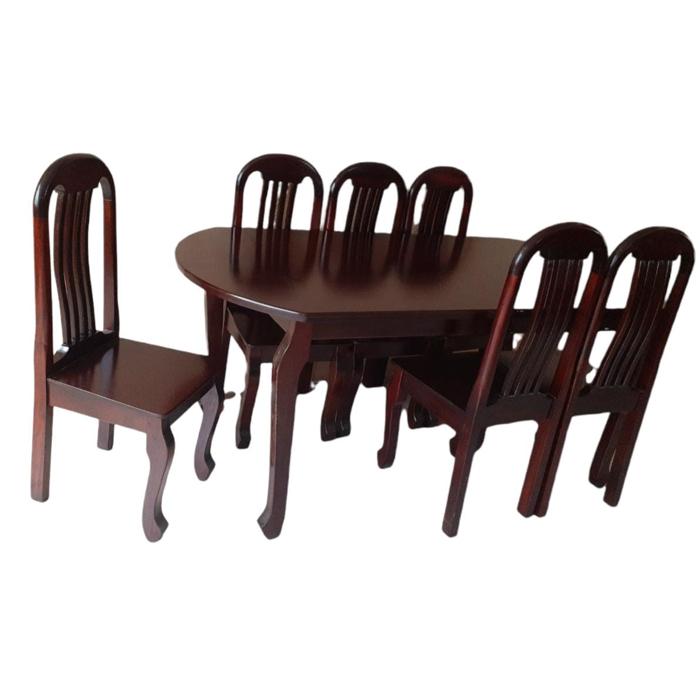 Comedor Galilea 6 Sillas Liso Ovalado Oscuro