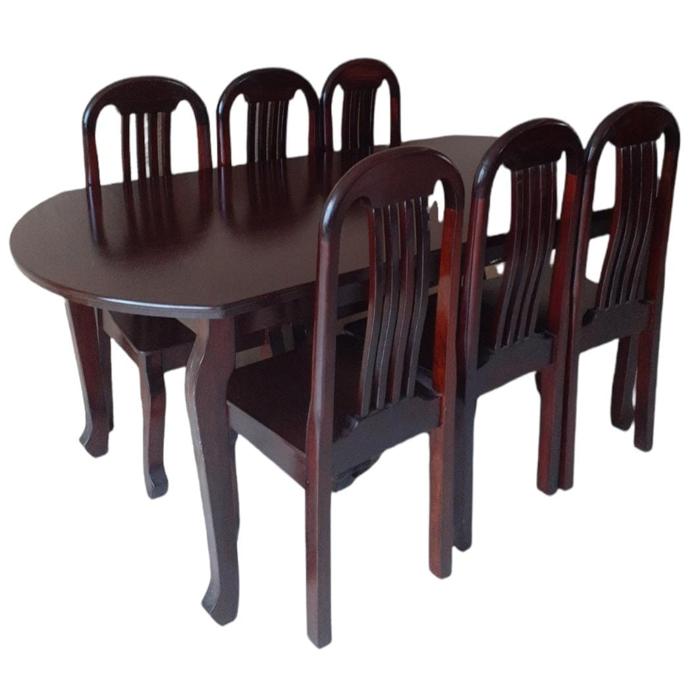 Comedor Galilea 6 Sillas Liso Ovalado Oscuro